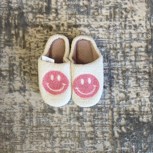 PINK SMILEY FACE SLIPPERS