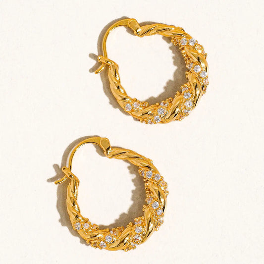 ISLA GOLD RHINESTONE HOOP EARRING