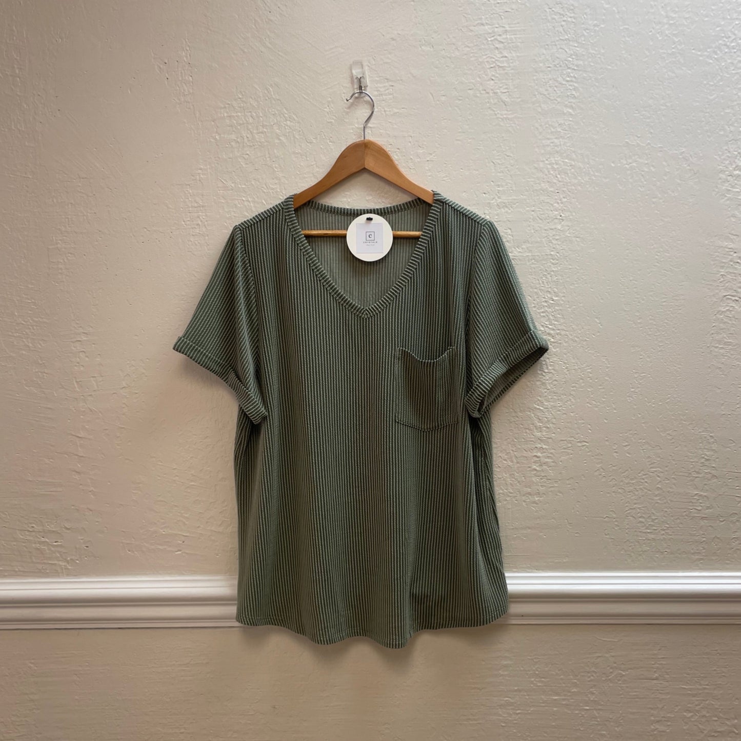 PLUS SIZE GREEN V NECK